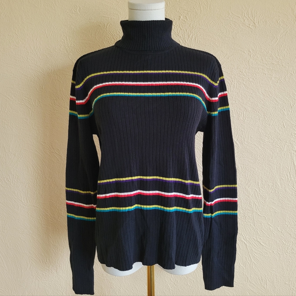Evan Picone | Vintage Rainbow Stripe Turtleneck